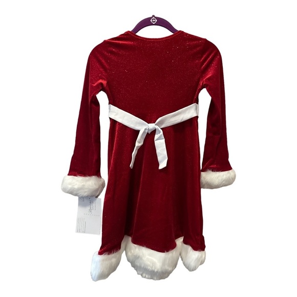 Bonnie Jean Sparkle Velvet Santa Dress, size 10 girls - Picture 3 of 7